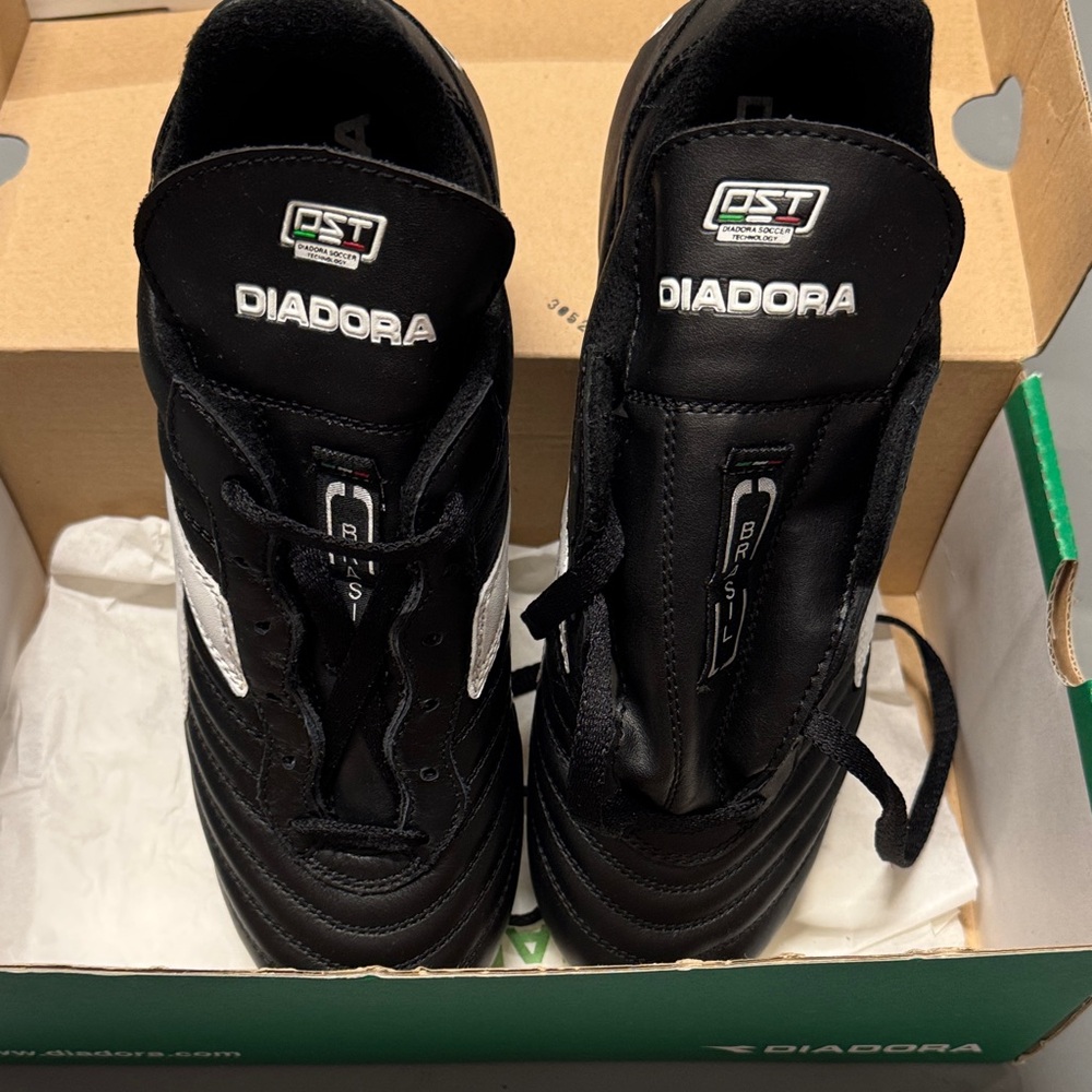 Diadora Black & White Classic Soccer Shoes